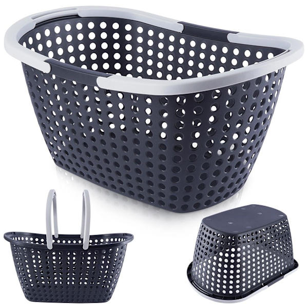 Komfortabel antracitkurv med grå hanke til shopping og picnic