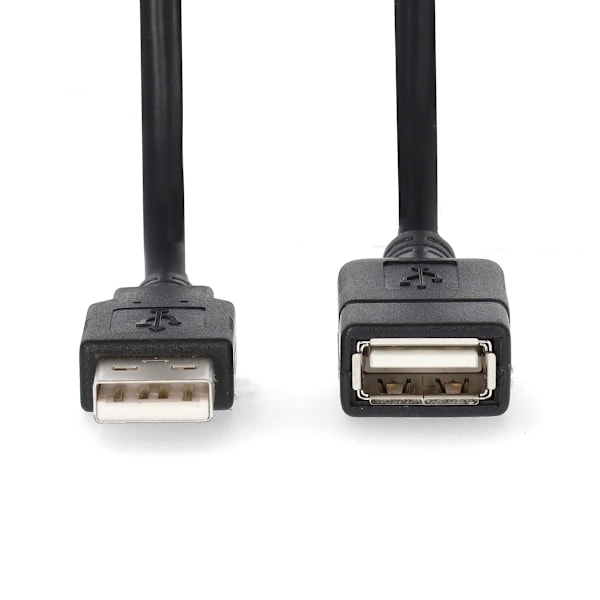 USB kaapeli | USB 2.0 | USB-A Uros | USB-A Naaras | 480 Mbps | Niklattu | 3.00 m | Pyöreä | PVC | Musta | Label