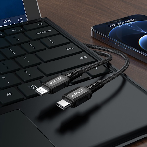 MFI kabel til iPhone USB-C - Lightning 30W 3A 1,2m sort