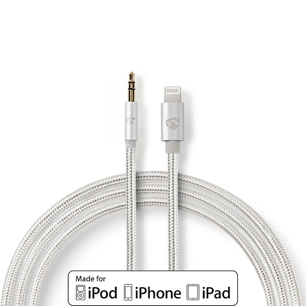 Lightning Adapter | Apple Lightning, 8-stifts | 3.5 mm Hane | Guldplaterad | 1.00 m | Rund | Nylon