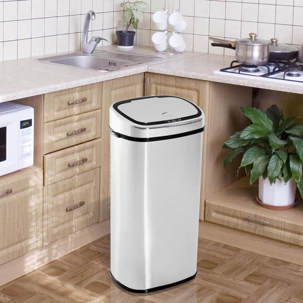 Automatisk Affaldsbeholder Med Sensor, Køkken, Rustfrit Stål, Sølv, 68L