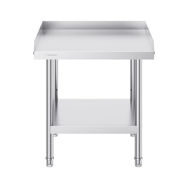 Arbejdsbord i rustfrit stål 24x24x26 tommer, 3-sidet bagplade
