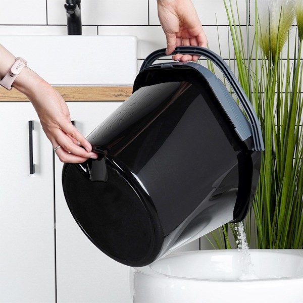 Moppespand med vride, plast, sort, 14 l