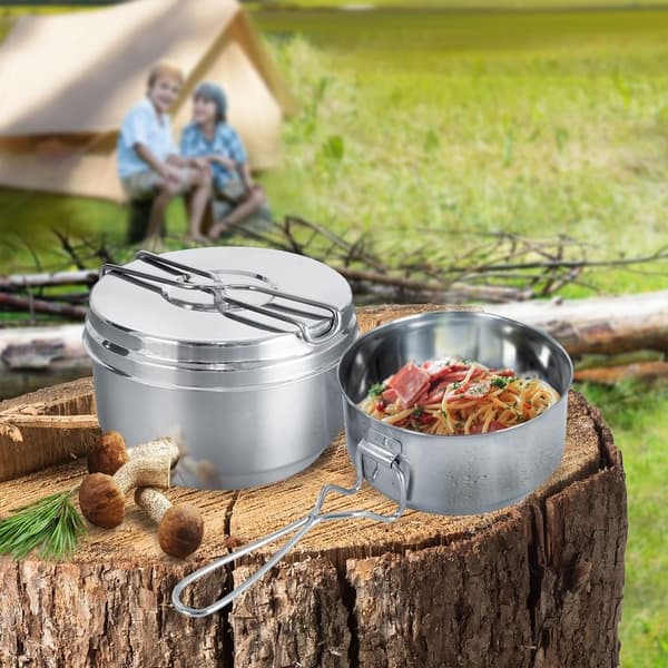 Tredelt campingmadkasse i rustfrit stål til eventyr