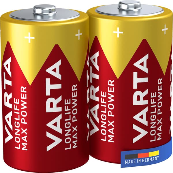 D Batterier, Longlife Max Power, 2-pak