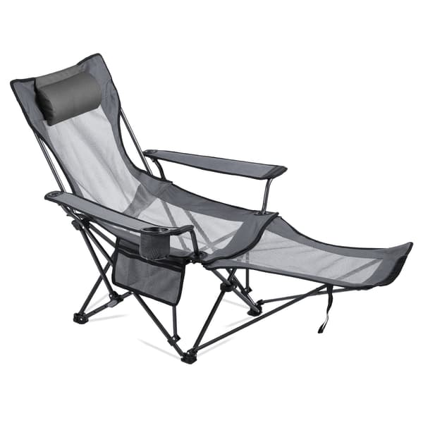 Fällbar campingstol, 4 positioner, fotstöd, 220 lb