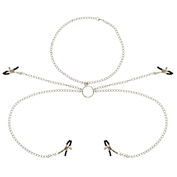 Ohmama Fetish 4 Nipple Clamps med kedja halsband