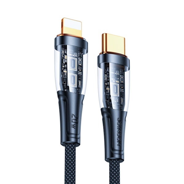 Kaapeli älykytkimellä USB-C - iPhone Lightning 1,2m - musta
