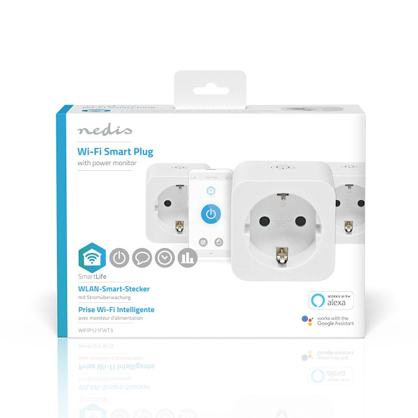 SmartLife Smart Plug | Wi-Fi | Effektmåler | 3680 W | Type F (CEE 7/7) | 0 - 55 °C | Android™ / IOS | Hvid