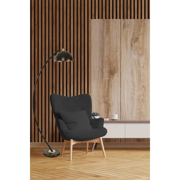 Golvlampa Hilal Siyah Lambader Retro 3 Başlıklı