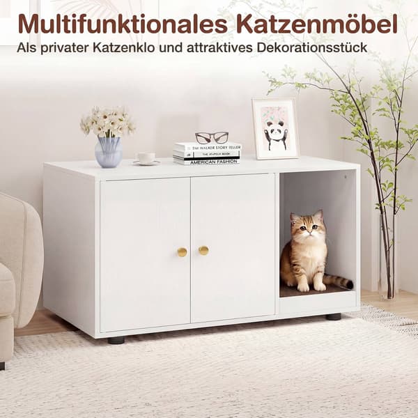 Kattlåda i trä med klösbräda