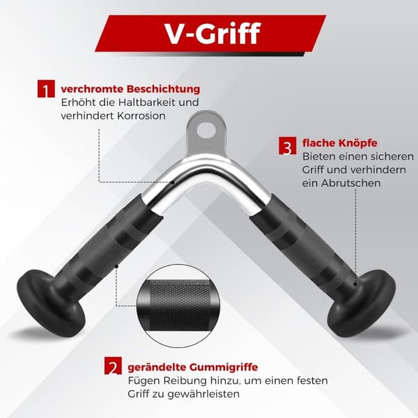 Triceps kabeltilslutningssæt – V-greb, dobbelt-D, lige stang