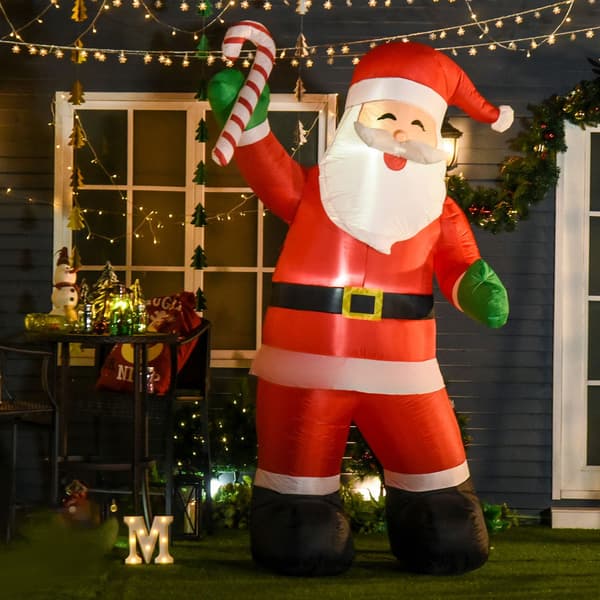 Oppustelig julenisse med LED lys, 243cm