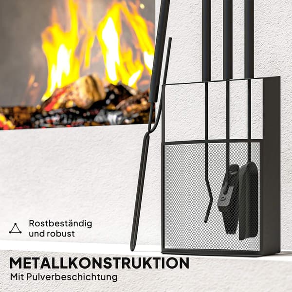 Pejsværktøjssæt, 5 dele, metal, sort