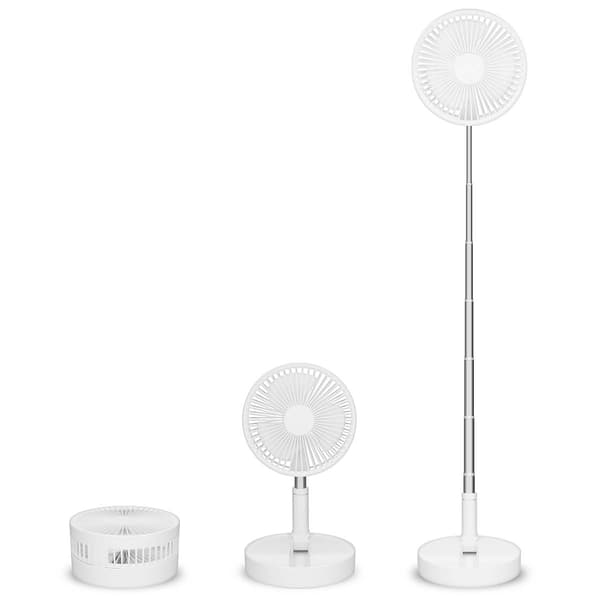 Bærbar genopladelig ventilator, 20 cm, 4 tilstande, hvid