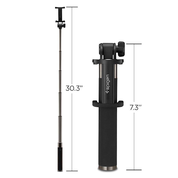 Högkvalitativ teleskopisk Selfie-stick 18-77cm svart