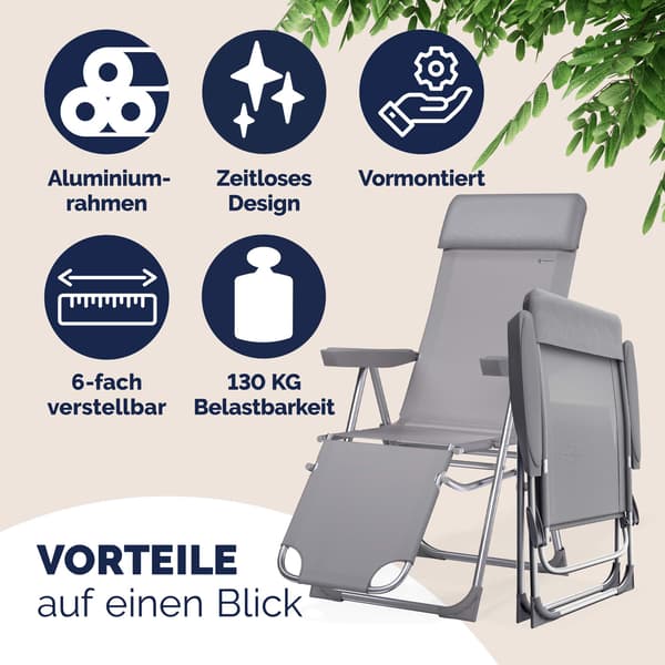 Hopfällbara trädgårdsstolar i aluminium, set om 2, grå