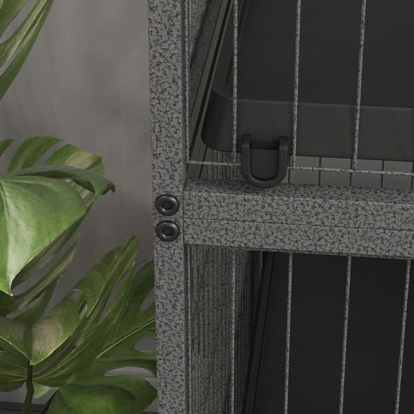 Bur til gnavere multifunktionel 4 platforme 3 ramper 4 døre dim. 80L x 52W x 128H cm Stål Grå Sølv Sort