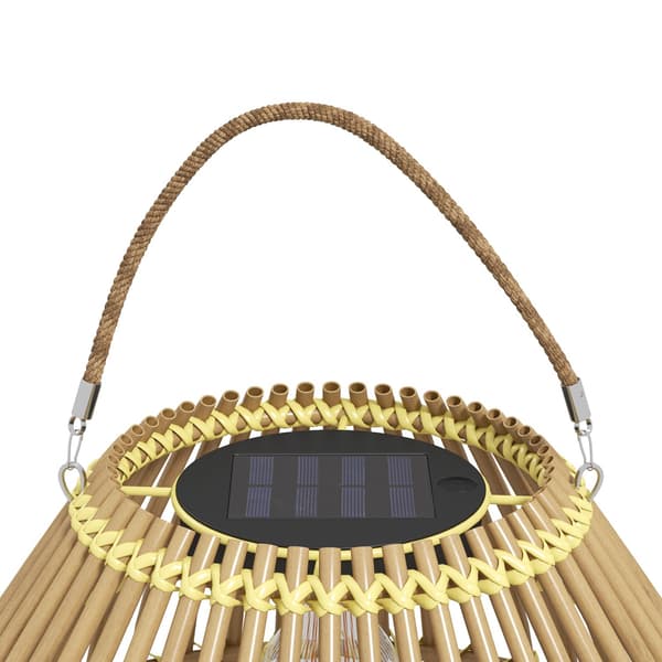 Solar Lampe Rattan Have Light, Vandtæt, Lyssensor, Drum Design, Gul
