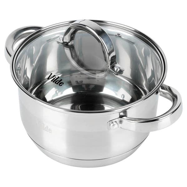 Rostfri kastrull med glaslock, 18 cm, 2,5 l