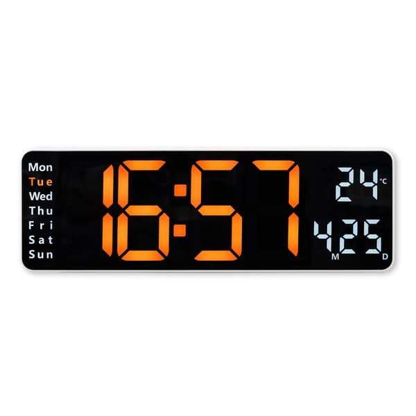 Digital väggklocka med stor LED-display och fjärrkontroll