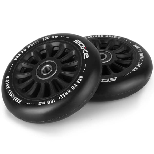 Sorte hjul til scooter 100 mm (2 stk)