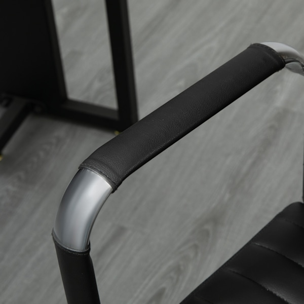 Kontorsstol ergonomisk chefsstol med vippfunktion, höj- och sänkbar, klädd i konstläder och skum, svart