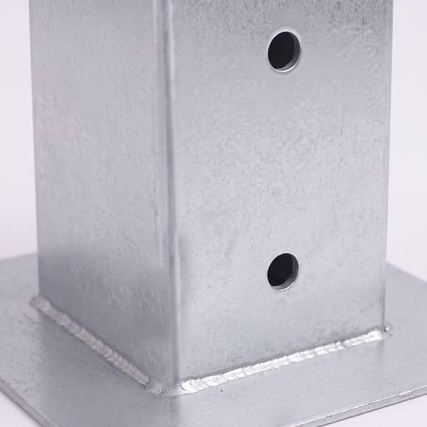 Stolpstöd i galvaniserat stål, 4-pack – silver, 90x150 mm