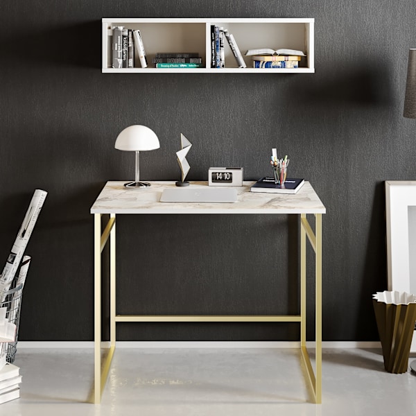 Study Desk Gama - Hvid, Guld