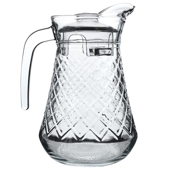 Glaskanna med lock för drycker: vatten, juice, iste & mer