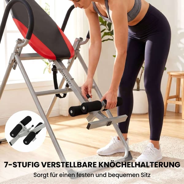 Foldbart inversionsbord, justerbar ankellås, stålramme