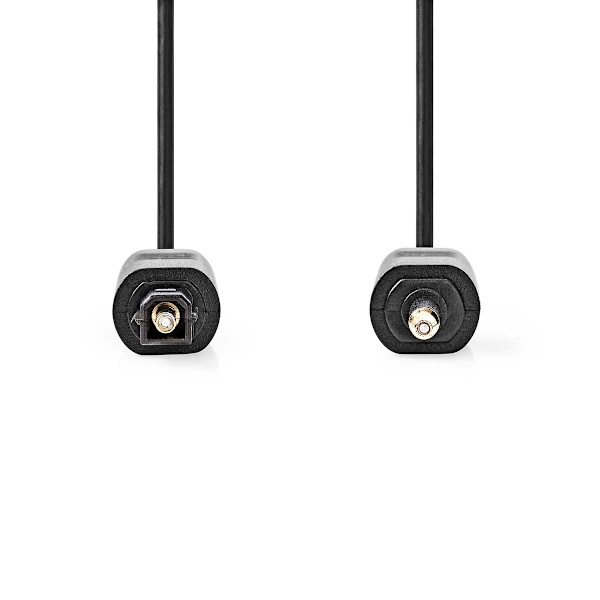 Optisk lydkabel | TosLink Male | Mini-Toslink | 1.00 m | Runde | PVC | Sort | Label