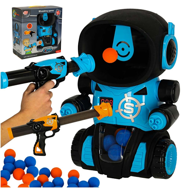 Hungriga robotmålskytte arkadspel set pistol + bollar