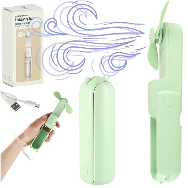 Mini handfläkt hopfällbar USB grön