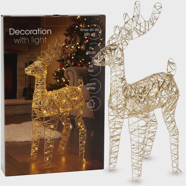 LED-belyst ren, guld, 60 cm, batteridriven