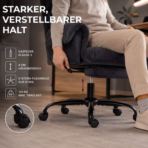 Ergonomisk kontorstol med justerbar lænelæn, mørkegrå