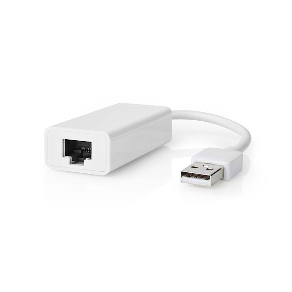 USB-netværksadapter | USB 2.0 | 100 Mbps | USB-A Han | RJ45 Hun | 0.20 m | Runde | Guldplateret / Nikkelplateret | Kobber | Hvid | Box