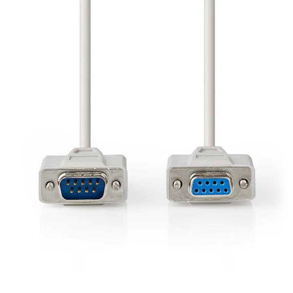 Serie Kabel | D-SUB 9-Pin Hane | D-SUB 9-Pin Hona | Nickelplaterad | 5.00 m | Rund | PVC | Elfenben | Label