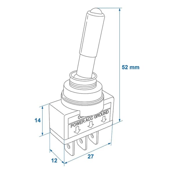 Vippströmbrytare LED röd 12V-max. 20A
