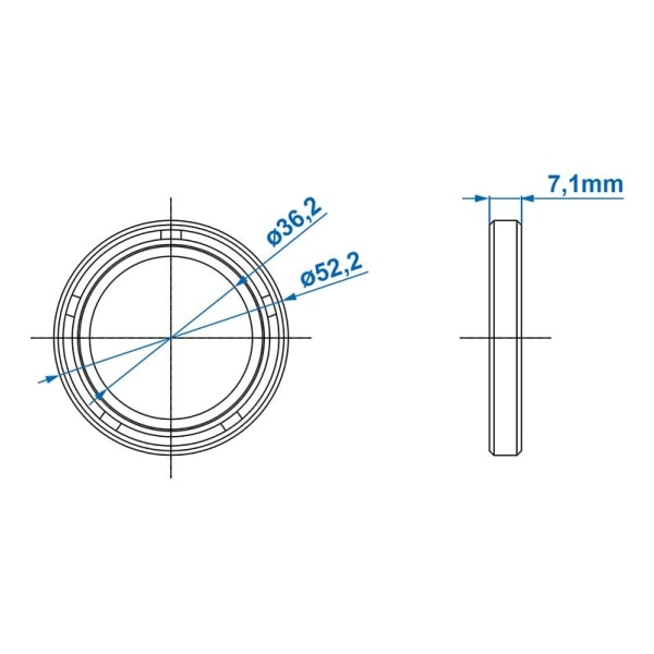 Navtætning 38x52x7mm