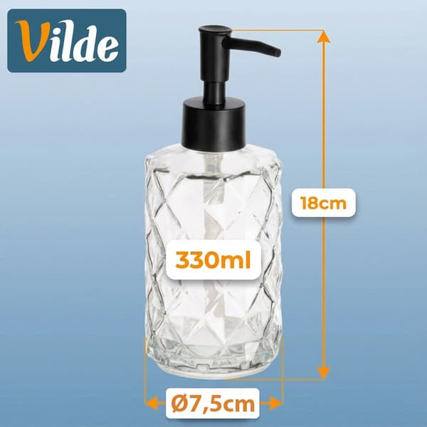 Glastvåldispenser, 330 ml – Transparent, enkel påfyllning