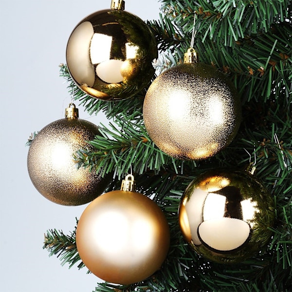 Sprængsikre julekugler guld 8 cm 5 stk.