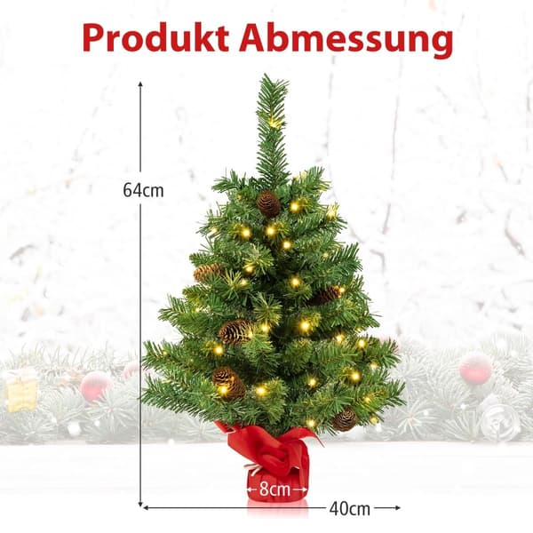 64 cm LED Mini Julgran – 50 Ljus, Tallkottar