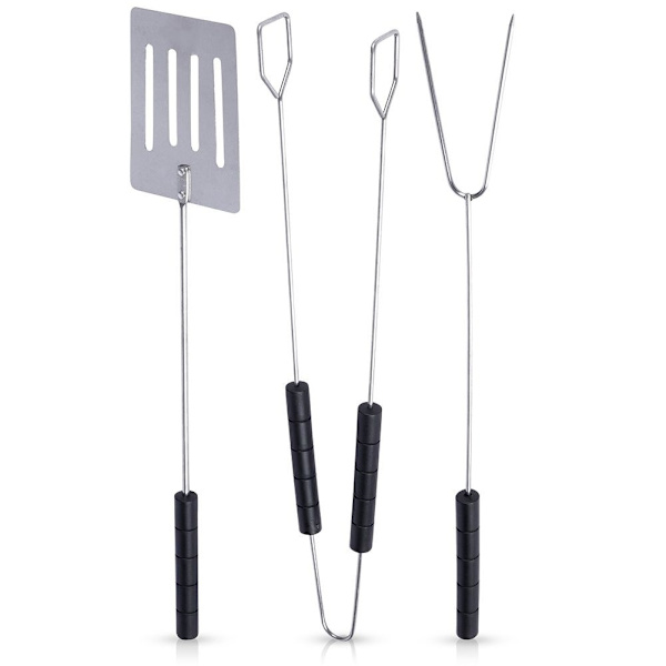 Grillset: Metallverktyg med plasthandtag, 3 delar
