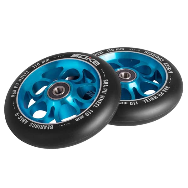 Blåa 110 mm hjul till sparkcykel, 2-pack