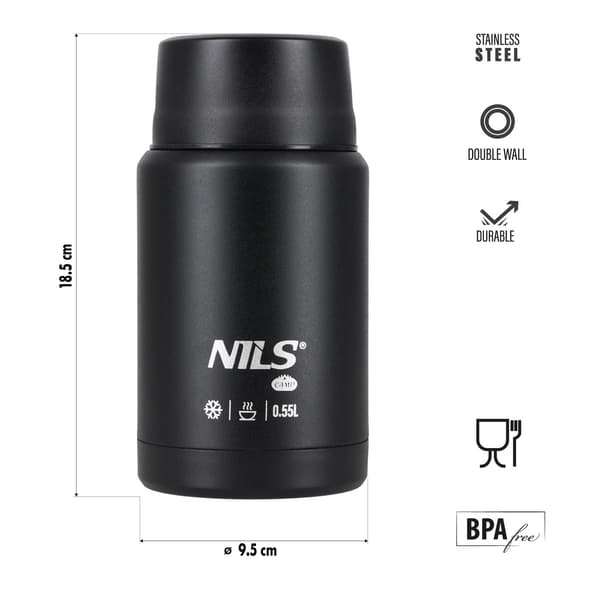 Lounastermos 550ml, musta, ruostumaton teräs