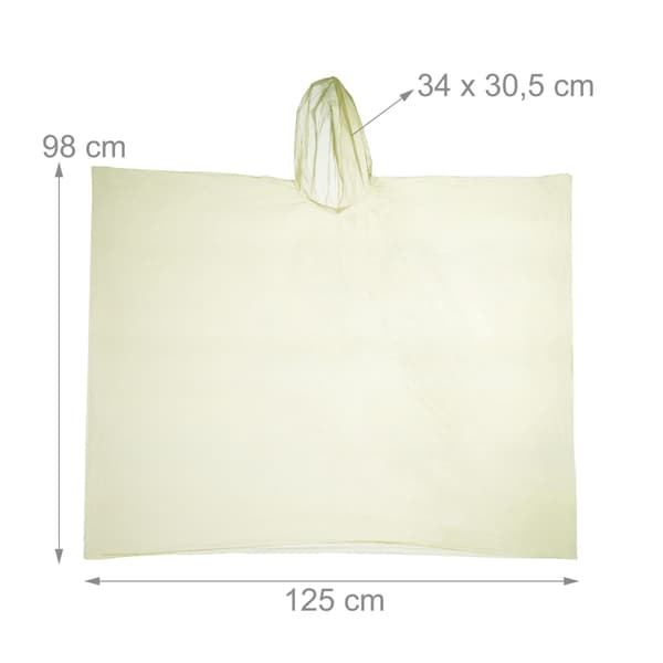 Engangs regnponcho, sæt med 20 stk Yellow one size