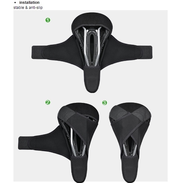 Gel cykelsadelöverdrag med memory foam, storlek L - svart