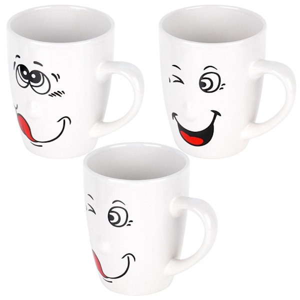 Keramikkrus smiley 350 ml 6 stk.