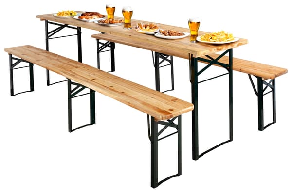 Ulkoilmaolutterassisetti – pöytä + 2 penkkiä, 220 cm